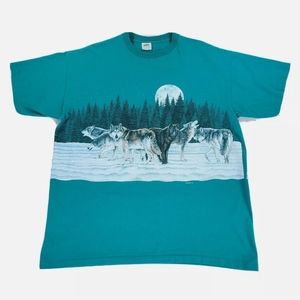 Vintage Habitat Wolf Pack Moon T Shirt XL